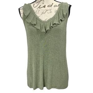 Cabi Wink Tank Top Olive Green Striped Knit Sleeveless Boho Sz Small
